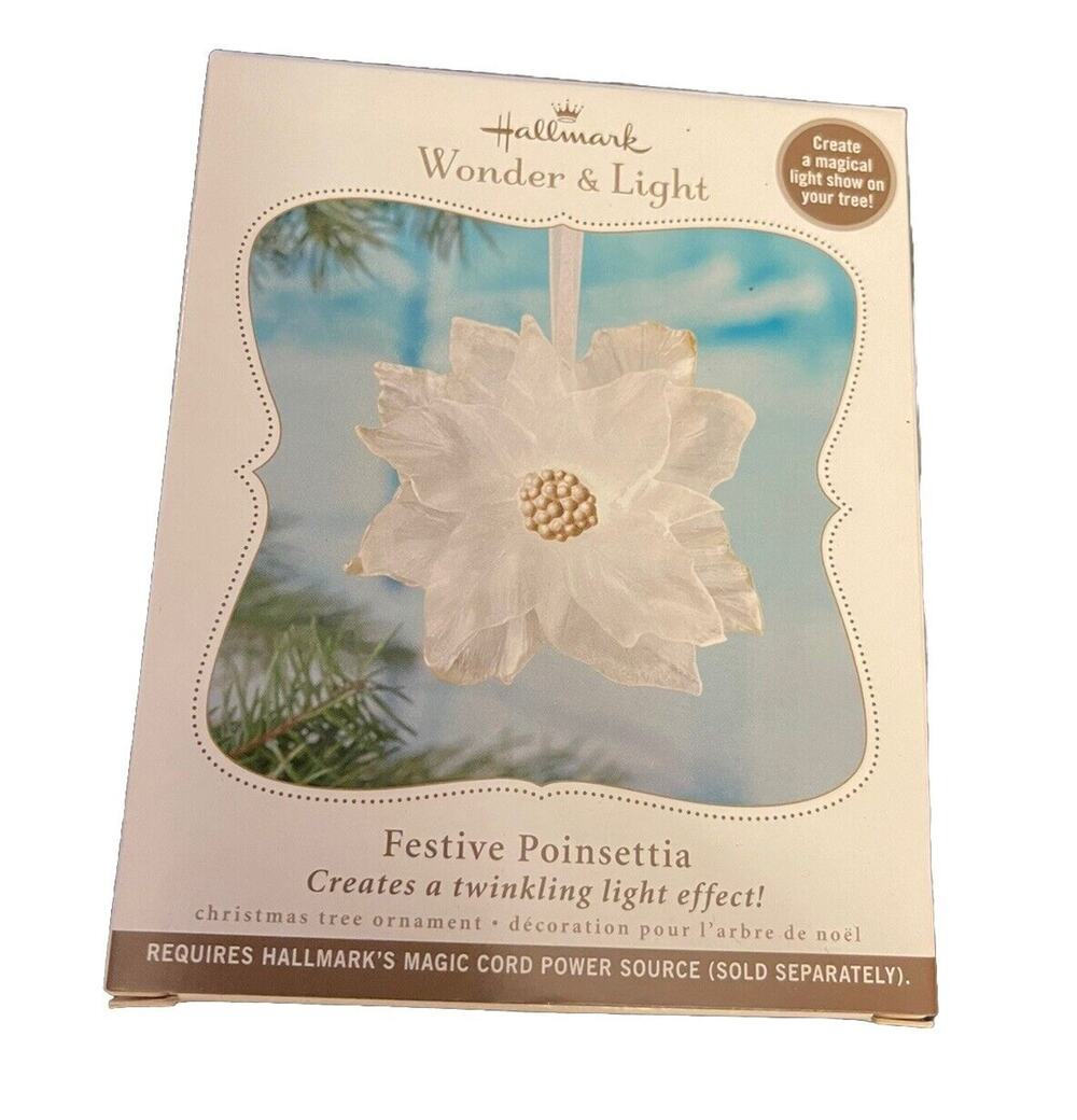 2011 Hallmark Ornament Wonder & Light Festive Poinsettia Twinkling Light Effect